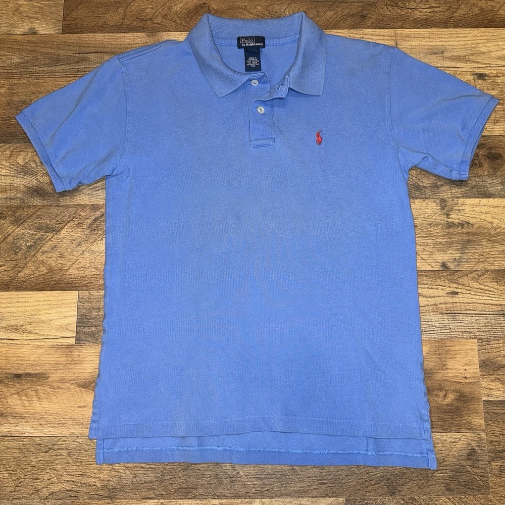 Polo Ralph Lauren Polo Shirt Kids L 16/18 Blue Short Sleeve Pique Pony